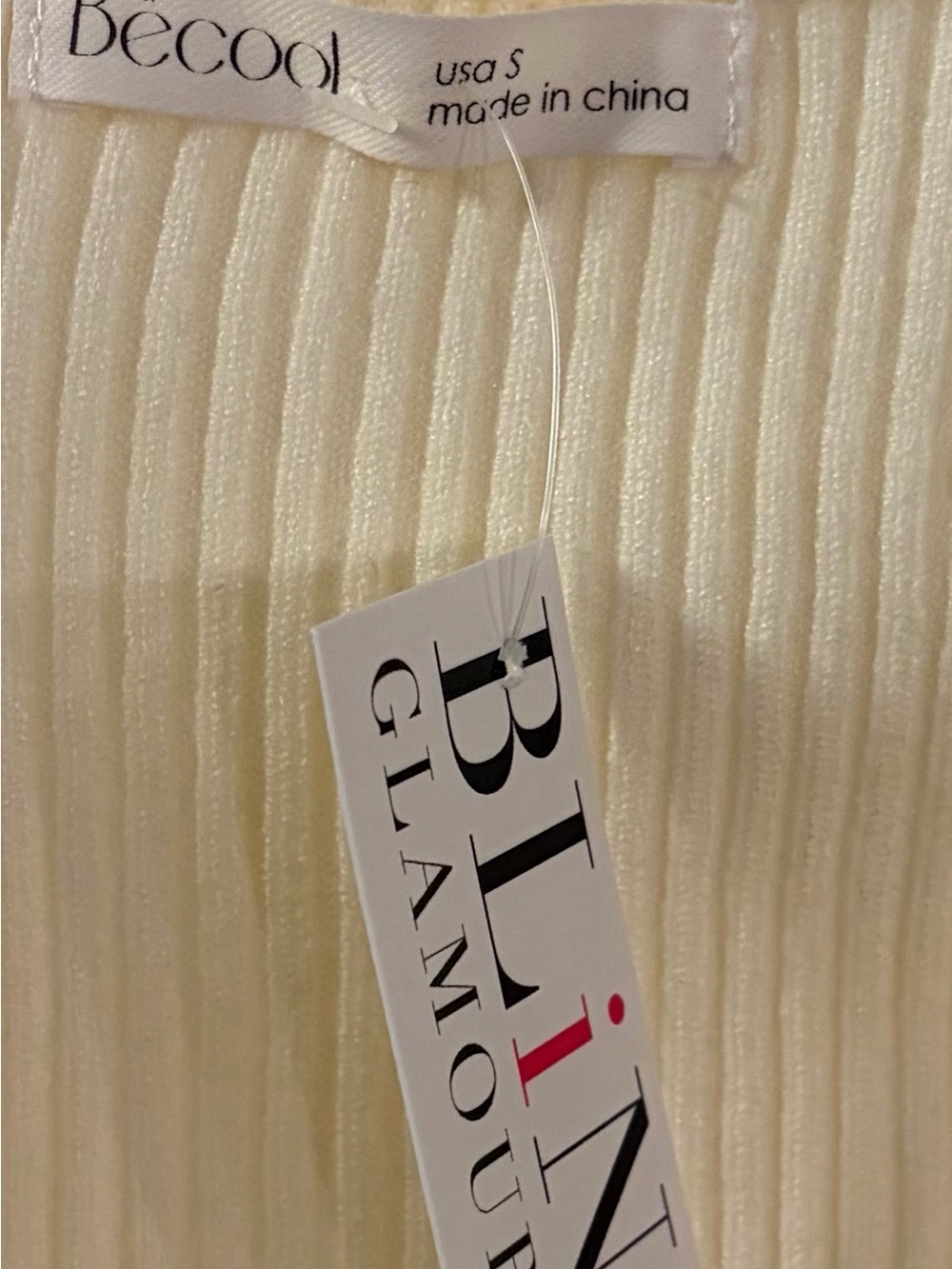 BECOOL Cream Ribbed V-Neck Button-Front Cardigan - Picture 3 of 3